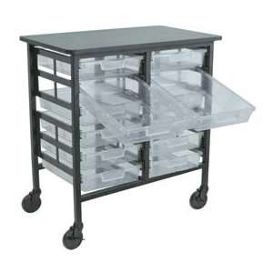   Mobile Work Center With 12 Single Clear Storage Trays 