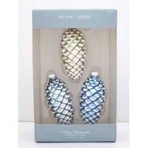 Jaclyn Smith Traditions Midnight Clear 3ct Glass Pinecone Ornaments