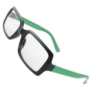   Clear Lens Green Black Plastic Full Rim Plano Glasses Sports