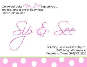 Girl Sip and See Party Baby Shower Invitations  