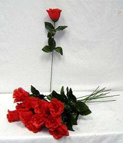 24 RED Silk Single Long Stem Rose Buds Wedding Flowers  