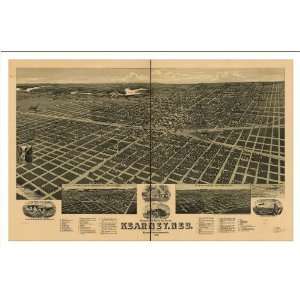  Historic Kearney, Nebraska, c. 1889 (L) Panoramic Map 