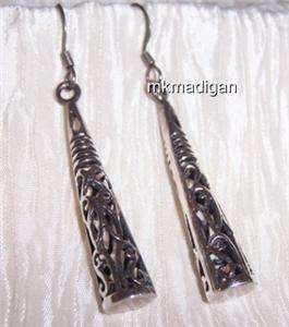 Silpada Sterling Silver Cone Shaped Filigree Earrings W1159 ~ Retired