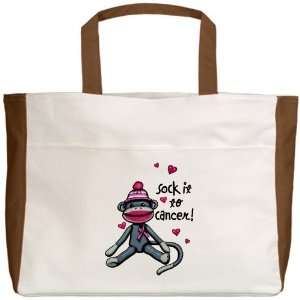  Beach Tote Mocha Sock It To Cancer   Cancer Awareness Pink 