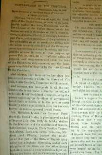 1861 NY Times Civil War newspaper ABRAHAM LINCOLN PROCLAMATION re War 