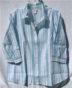 CJ Banks Turquoise and White 2 n 1 Stretch Blouse  