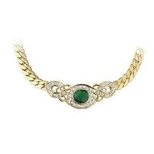   Plated Crystal Big Stone Necklet Emerald   Made in Ireland Jewelry