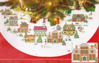 JCA Needle Treasures Counted Cross Stitch kit 40 Tree Skirt OUR TOWN 