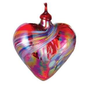  Glass Eye Heart Red Feather Ornament 