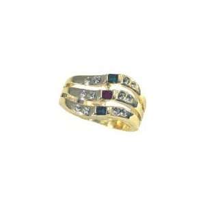 Simulated Gemstones Ladies Ring 18kt Gold EP Size 5 10 Lifetime 