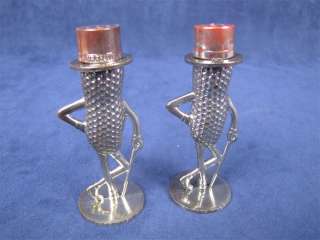 Vintage Mr Peanut Salt & Pepper Shakers Silver Plastic  