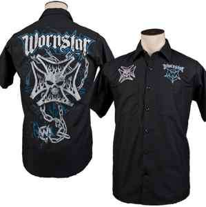 Wornstar Mens Rock Clothing Iron Cross Gothic Shirt  