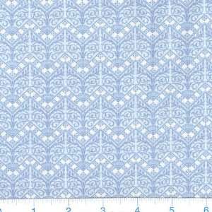  45 Wide Blue Christmas Victorian Filgree Zig Zag Stripe 
