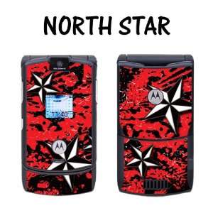   Razr V3 Designer Skin Removable Vinyl   North Star Red Electronics
