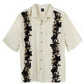 Mens SS Creme Flower Print Collared Shirt Medium NWT  