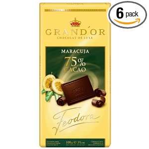 Feodora GrandOr 75 % Cocoa Passion Fruit Bar, 3.5 Ounce (Pack of 6)