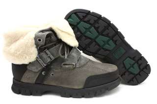   Tavin Rollover Boots Grey Leather Shearling Lined 812107142029  