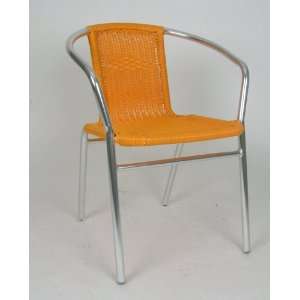  All weather Rattan Patio Chair with Aluminum Frame Orange 