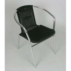  All weather Rattan Patio Chair with Aluminum Frame Black 