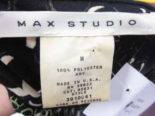 MAX STUDIO Green Black Print Short Sleeve Blouse Sz M  