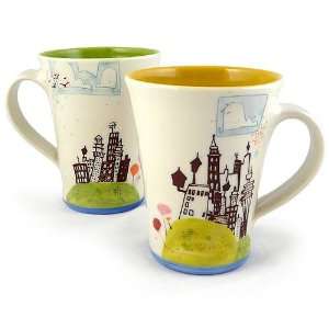  Lolliscape Design Hand Thrown Porcelain Mugs, 12 ounces 