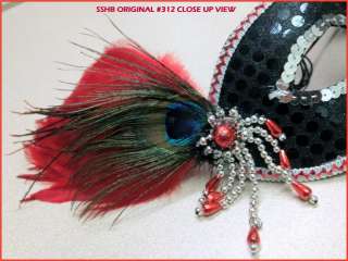 SSHB Original Hand Crafted Blood Red/Black Moon Feather Masquerade 