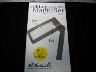Harris Illuminated Folding Magnifier 2x6x For Coins New  