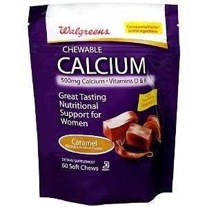   Calcium 500mg Soft Chews, Caramel, 60 ea Health 