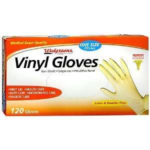   Vinyl Gloves, Powder Free, One Size, 120 ea 