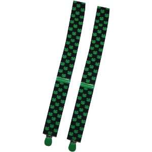  Black Suspenders with Green Shamrocks 