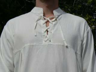   Shirt Lace Up Pirate Medieval Costume High Collar Serf Cream  