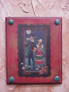   of the Dead Mexican Folk Art Red Panel #3 10x12 in Serenata Serenade