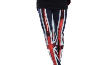   BRITISH UK ENGLAND Flag Paillette Sequin Tight Leggings Pant One Size