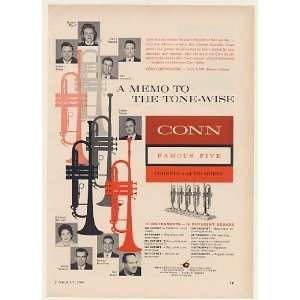  1960 Conn Famous Five Cornets and Trumpets Print Ad (Music 