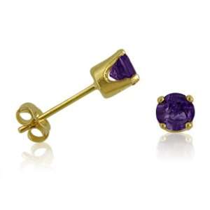   14K Yellow Gold Round Amethyst Stud Earrings (4 mm 1/3ct tw) Jewelry