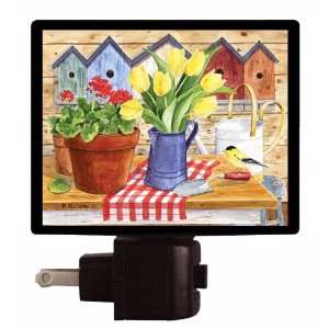  Country and Folk Style Night Light   Tulips in Blue Coffee 