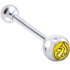  Zodiac Pisces Sign Logo Barbell Tongue Ring Jewelry