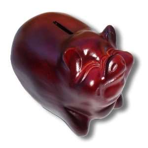 Large Wooden Piggy Bank   Cherry Finish by Huggable Me  