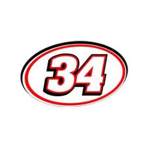  34 Number   Jersey Nascar Racing Window Bumper Sticker 