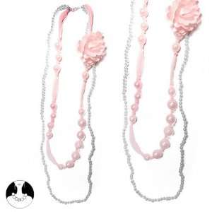  SG Paris Long Necklace 70/90Cm White Pink Comb Ros Clair 