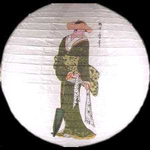  Beautiful Serene Green Geisha on White 16 Inch Diameter 