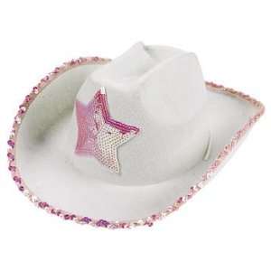  White Felt Cowboy Hats With Pink Sequins Toys & Games