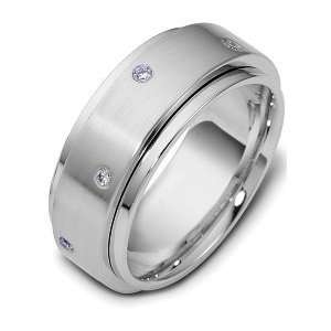   Designer White Gold SPINNING Diamond Wedding Band Ring   4 Jewelry