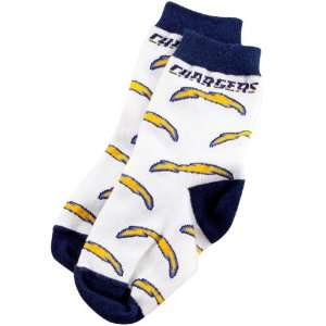  NFL San Diego Chargers Toddler White Allover Crew Socks 