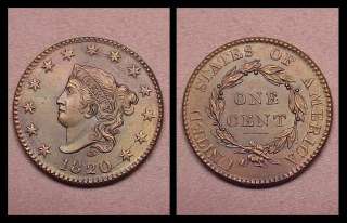 1820 Large Cent (Coronet Head)  (CH/UNC)  