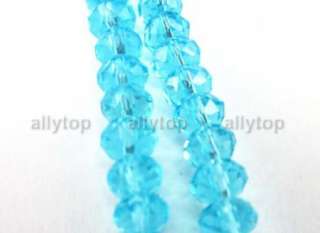 100pcs Rondelle Faceted 4x6mm Crystal Beads Aquamarine  