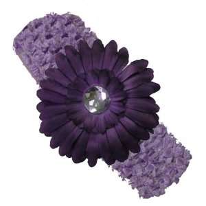  Lavender Crochet Headband with a Purple Daisy Flower