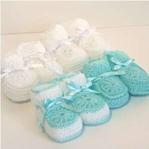 Baby Booties Crocheted 4 Combo Pack Green 