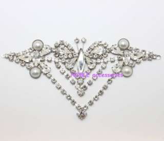   diamante rhinestone crystal bridal couture applique silver buckle