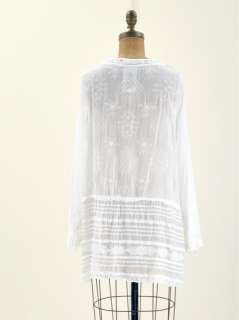   JOHNNY WAS EMBROIDERED DRESS Cover Up Anthropologie Tunic Sheer Lace L